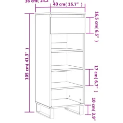 vidaXL Zapatero madera contrachapada gris hormigón 40x36x105 cm Gris hormigón