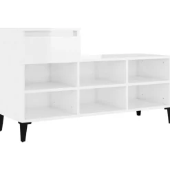 vidaXL Zapatero madera contrachapada blanco brillo 102x36x60 cm Blanco brillante Best