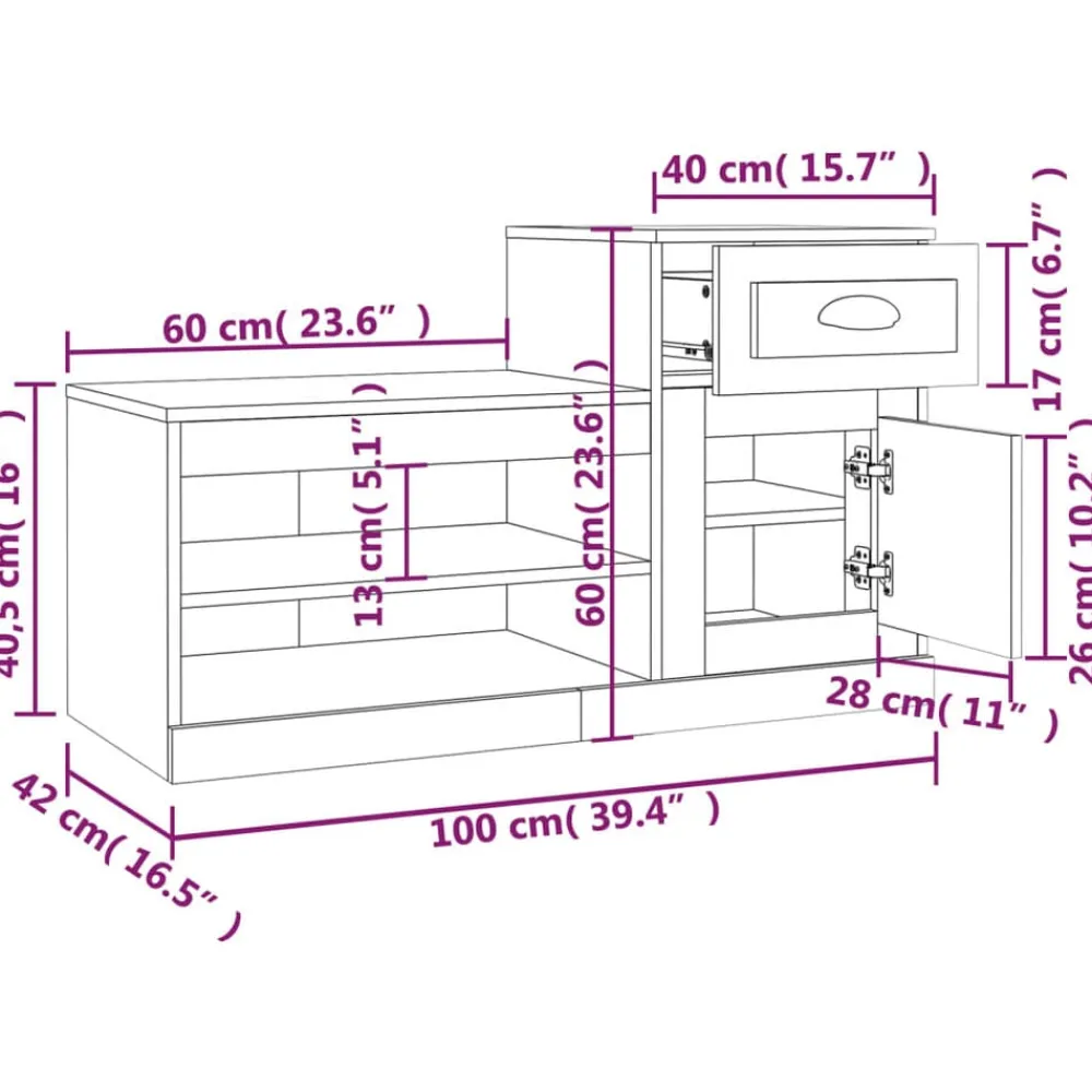 vidaXL Productos Del Hogar-Zapatero madera contrachapada 100x42x60 cm