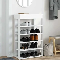 vidaXL Zapatero madera contrachapada 60x30x98 cm Blanco Online