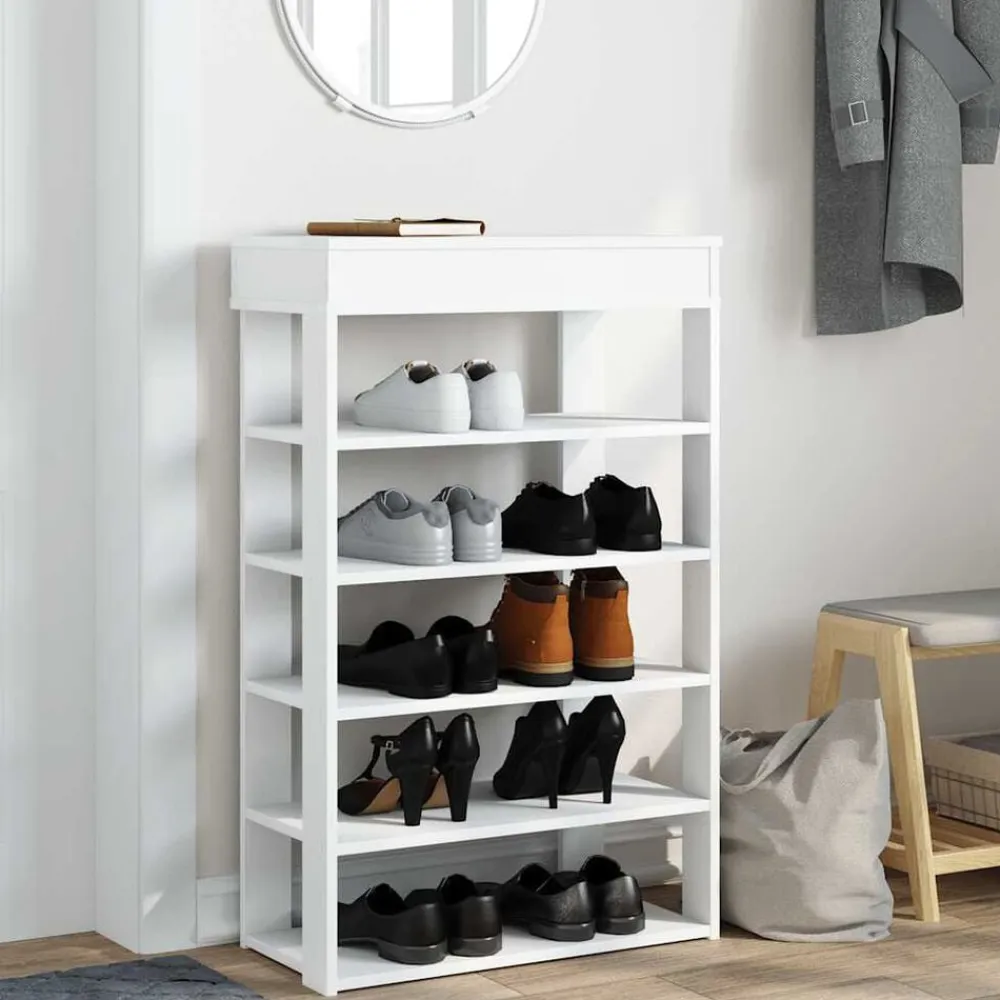 vidaXL Zapatero madera contrachapada 60x30x98 cm Blanco Online