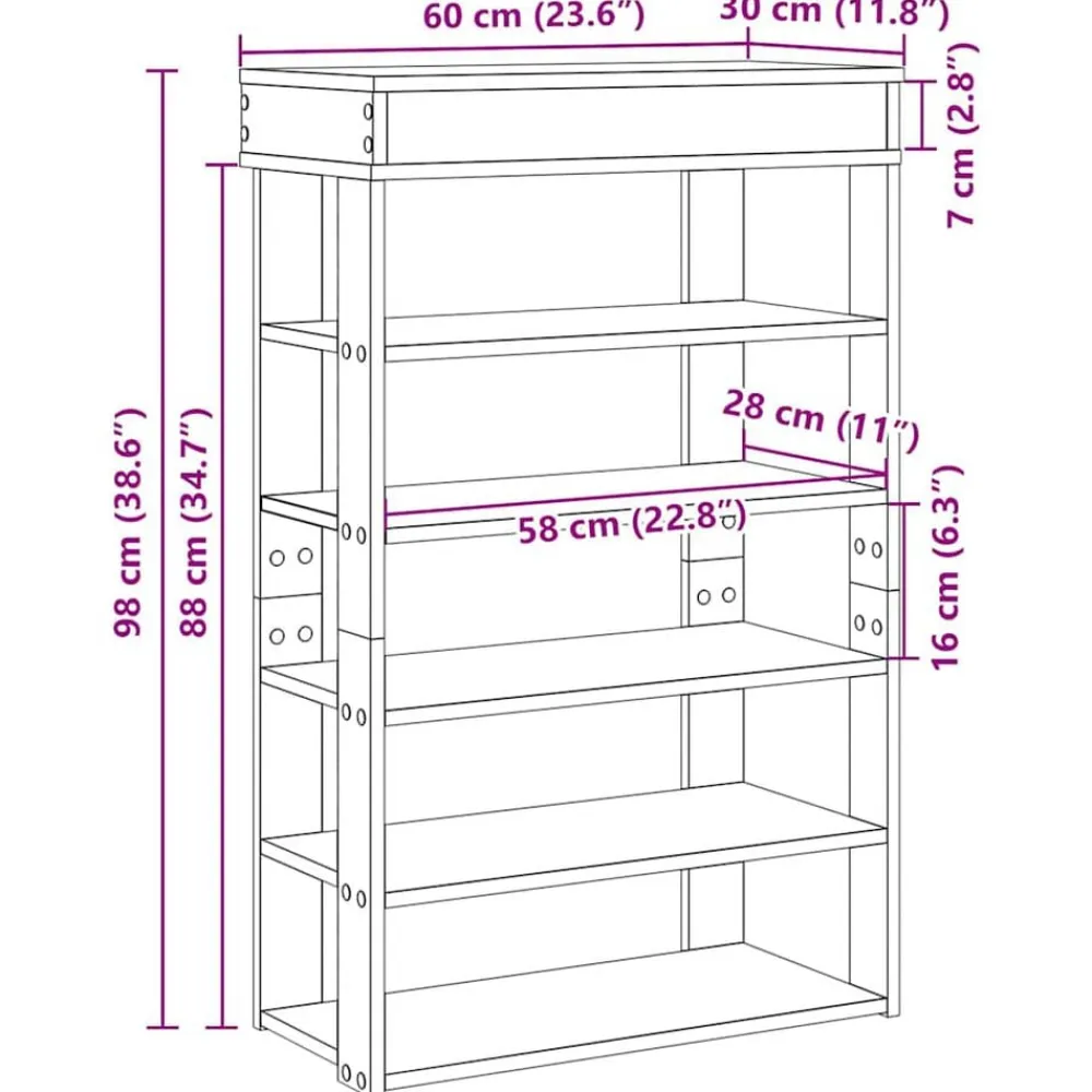 vidaXL Zapatero madera contrachapada 60x30x98 cm Blanco Online