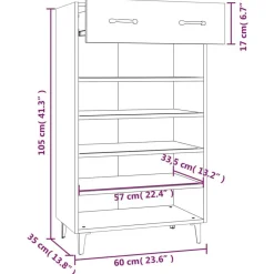 vidaXL Zapatero madera contrachapada 60x35x105 cm Gris sonoma Online