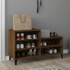 vidaXL Zapatero madera contrachapada roble marrón 102x36x60 cm Marr&oacute;n roble