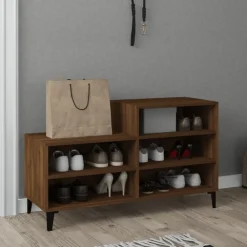vidaXL Zapatero madera contrachapada roble marrón 102x36x60 cm Marr&oacute;n roble
