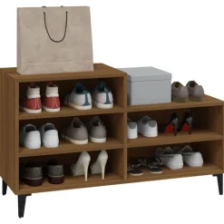 vidaXL Zapatero madera contrachapada roble marrón 102x36x60 cm Marr&oacute;n roble