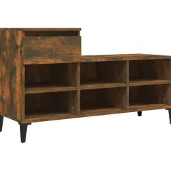 vidaXL Zapatero madera contrachapada 102x36x60 cm Roble ahumado Outlet