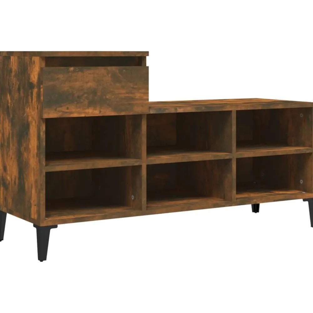 vidaXL Zapatero madera contrachapada 102x36x60 cm Roble ahumado Outlet