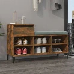 vidaXL Zapatero madera contrachapada 102x36x60 cm Roble ahumado Outlet