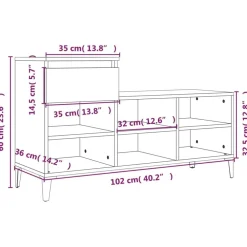 vidaXL Zapatero madera contrachapada 102x36x60 cm Roble ahumado Outlet