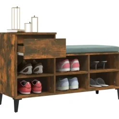 vidaXL Zapatero madera contrachapada 102x36x60 cm Roble ahumado Outlet