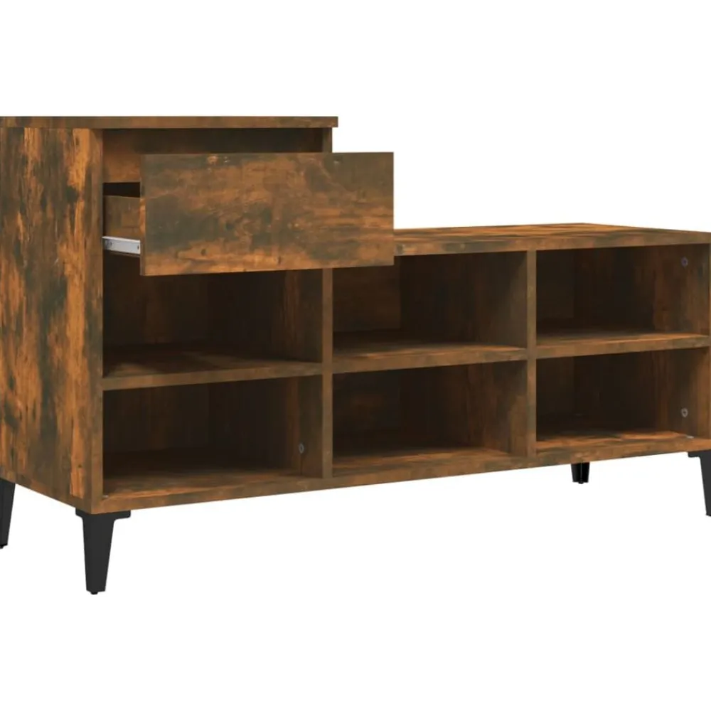 vidaXL Zapatero madera contrachapada 102x36x60 cm Roble ahumado Outlet