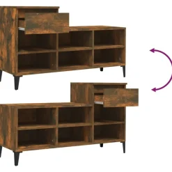 vidaXL Zapatero madera contrachapada 102x36x60 cm Roble ahumado Outlet
