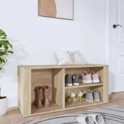 vidaXL Zapatero madera contrachapada 100x35x45 cm Roble Sonoma Online