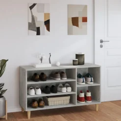 vidaXL Productos Del Hogar-Zapatero madera contrachapada gris hormigón 102x36x60 cm