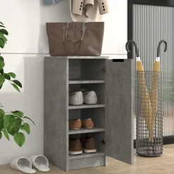 vidaXL Productos Del Hogar-Zapatero madera contrachapada gris hormigón 30x35x70 cm