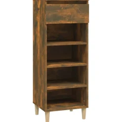 vidaXL Zapatero madera contrachapada 40x36x105 cm Roble ahumado Clearance