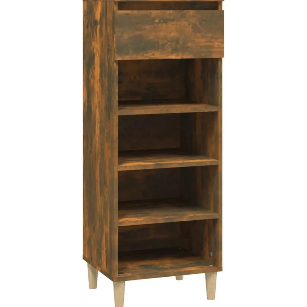 vidaXL Zapatero madera contrachapada 40x36x105 cm Roble ahumado Clearance