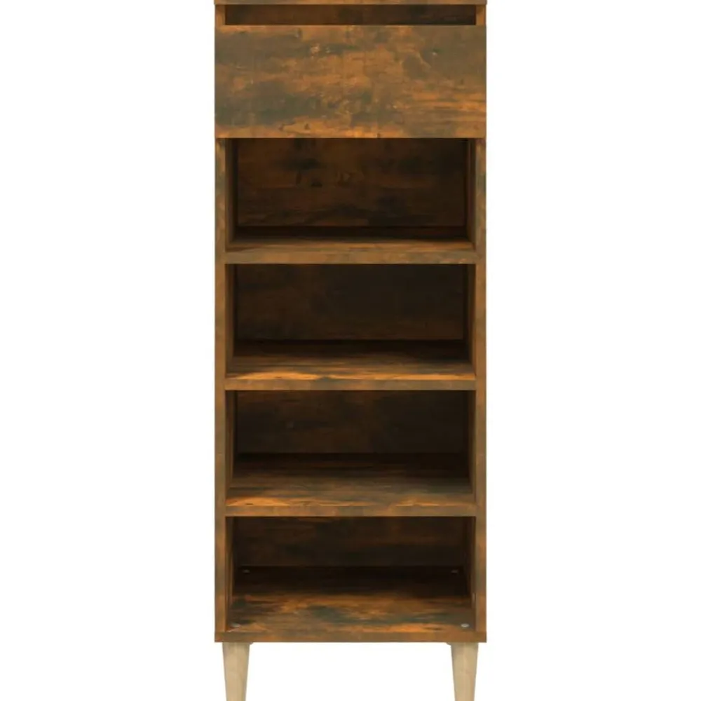 vidaXL Zapatero madera contrachapada 40x36x105 cm Roble ahumado Clearance