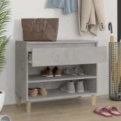 vidaXL Zapatero madera contrachapada gris hormigón 70x36x60 cm Gris hormig&oacute;n Discount