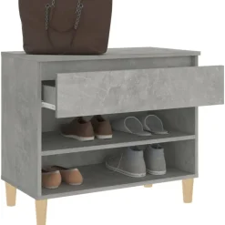 vidaXL Zapatero madera contrachapada gris hormigón 70x36x60 cm Gris hormig&oacute;n Discount