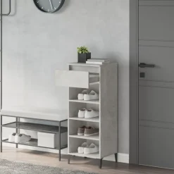 vidaXL Zapatero madera contrachapada gris hormigón 40x36x105 cm Gris hormig&oacute;n Best