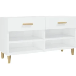 vidaXL Zapatero madera contrachapada blanco brillo 102x35x55 cm Blanco brillante Hot