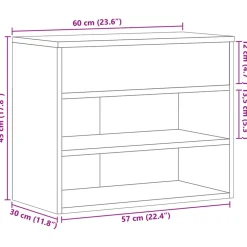 vidaXL Zapatero madera contrachapada gris hormigón 60x30x45 cm Gris hormig&oacute;n Clearance