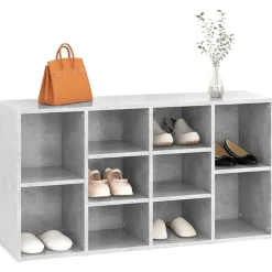 vidaXL Productos Del Hogar-Zapatero madera contrachapada gris hormigón 103x30x55cm