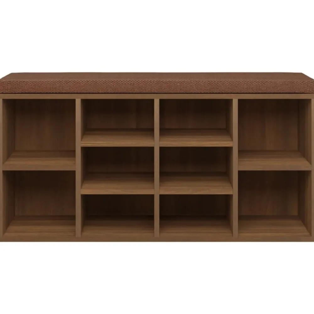 vidaXL Bancos-Zapatero madera contrachapada marrón roble 103x30x48 cm