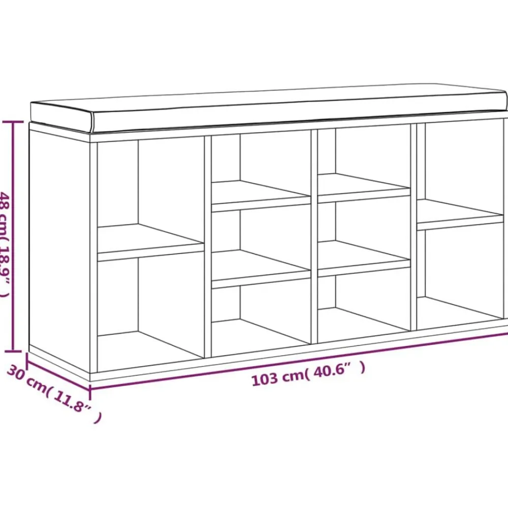 vidaXL Bancos-Zapatero madera contrachapada marrón roble 103x30x48 cm