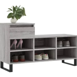 vidaXL Zapatero madera contrachapada 102x36x60 cm Gris sonoma Outlet