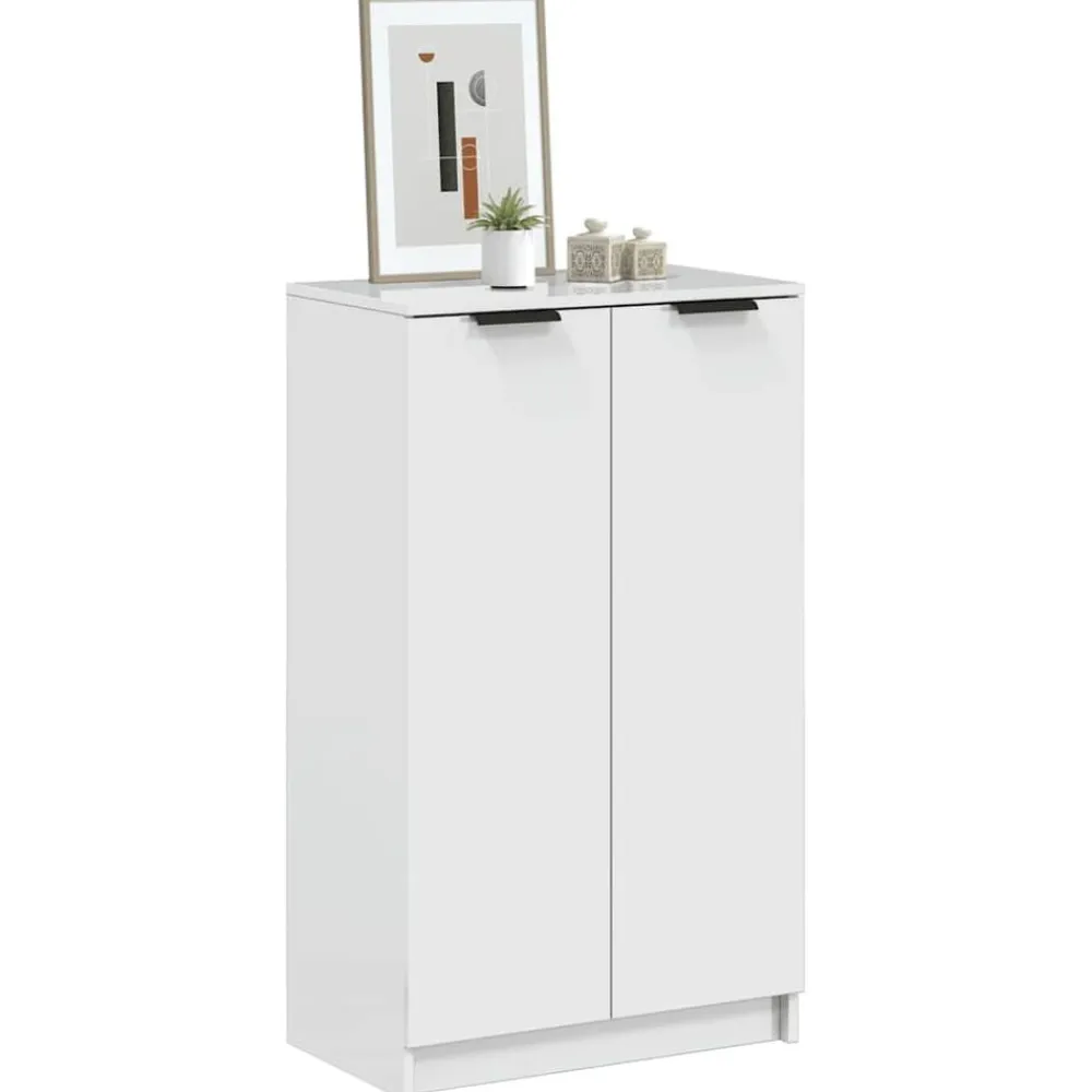 vidaXL Zapatero madera contrachapada blanco brillo 59x35x100,5 cm Blanco brillante Hot