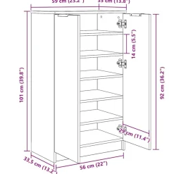 vidaXL Productos Del Hogar-Zapatero madera contrachapada 59x35x100,5 cm
