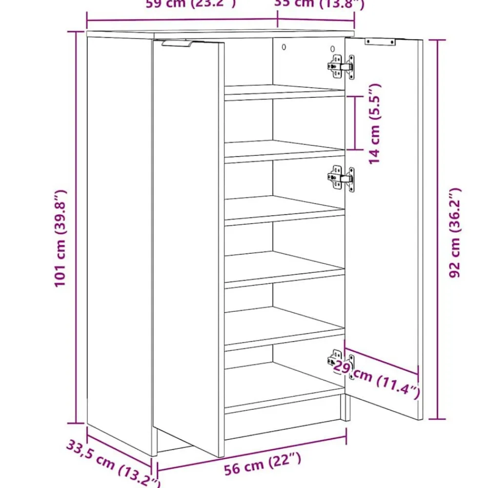vidaXL Productos Del Hogar-Zapatero madera contrachapada 59x35x100,5 cm