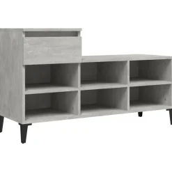 vidaXL Productos Del Hogar-Zapatero madera contrachapada gris hormigón 102x36x60 cm