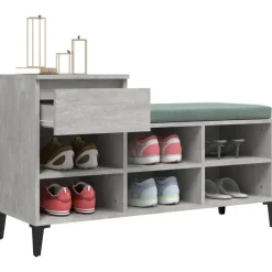 vidaXL Productos Del Hogar-Zapatero madera contrachapada gris hormigón 102x36x60 cm