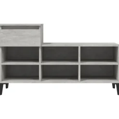 vidaXL Productos Del Hogar-Zapatero madera contrachapada gris hormigón 102x36x60 cm