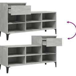 vidaXL Productos Del Hogar-Zapatero madera contrachapada gris hormigón 102x36x60 cm