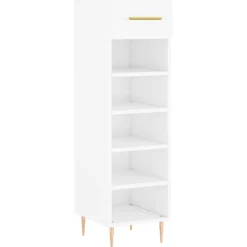 vidaXL Zapatero madera contrachapada blanco brillo 30x35x105 cm Blanco brillante