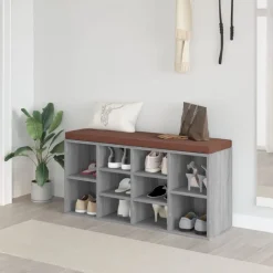 vidaXL Zapatero madera contrachapada 103x30x48 cm Gris sonoma Hot