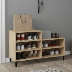 vidaXL Zapatero madera contrachapada 102x36x60 cm Roble Sonoma New