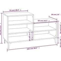 vidaXL Zapatero madera contrachapada 102x36x60 cm Roble Sonoma New