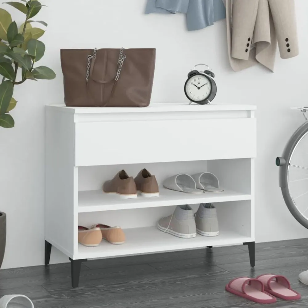 vidaXL Zapatero madera contrachapada 70x36x60 cm Blanco Hot