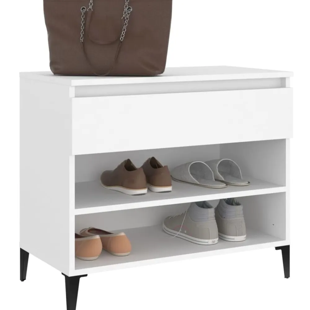 vidaXL Zapatero madera contrachapada 70x36x60 cm Blanco Hot