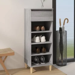 vidaXL Zapatero madera contrachapada 40x36x105 cm Gris sonoma Clearance