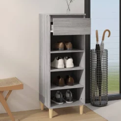 vidaXL Zapatero madera contrachapada 40x36x105 cm Gris sonoma Clearance
