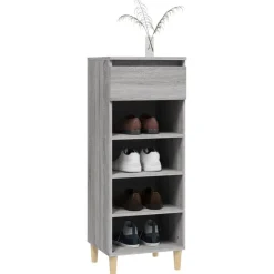 vidaXL Zapatero madera contrachapada 40x36x105 cm Gris sonoma Clearance