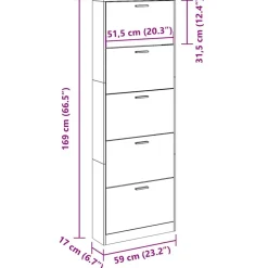 vidaXL Productos Del Hogar-Zapatero madera contrachapada 59x17x169 cm
