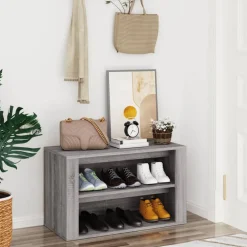 vidaXL Zapatero madera contrachapada 75x35x45 cm Gris sonoma Discount